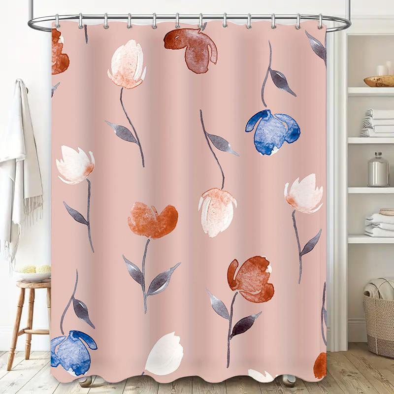 Восхитительная розовая акварельная цветочная шторка для душа Современный декор для ванной комнаты для украшения дома