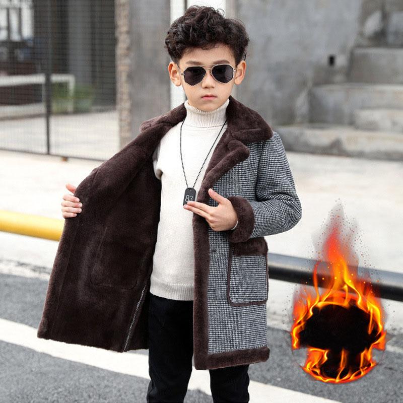 Дети Мальчики Шерстяные Куртки Пальто Осень Зима Дети Мальчик Верхняя Одежда