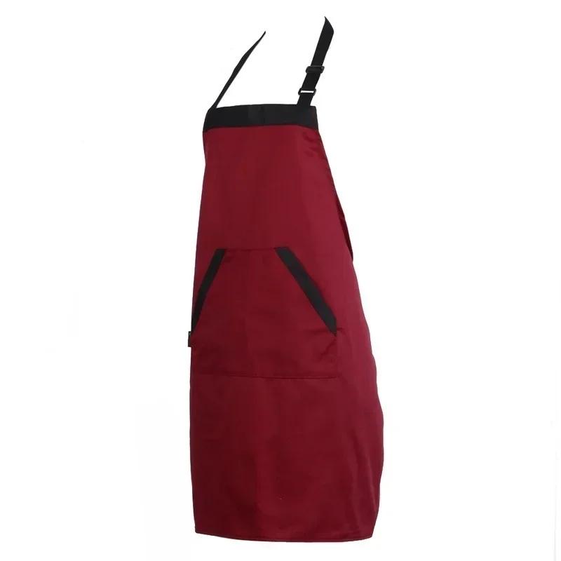 With Apron Apron Halterneck Unisex 2 Pockets Chef Waiter Kitchen Cook Tool Hair Cutting Styling Wrap Cloth Tools Kitchen Apron