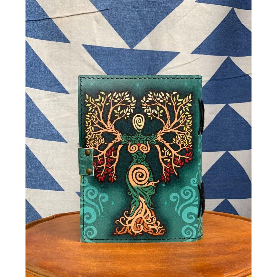 Кожаный ежедневник «Мать земли» для письма «Древо жизни» в старинном тисненном переплете с красочным принтом для женщин, 7x5 дюймов
