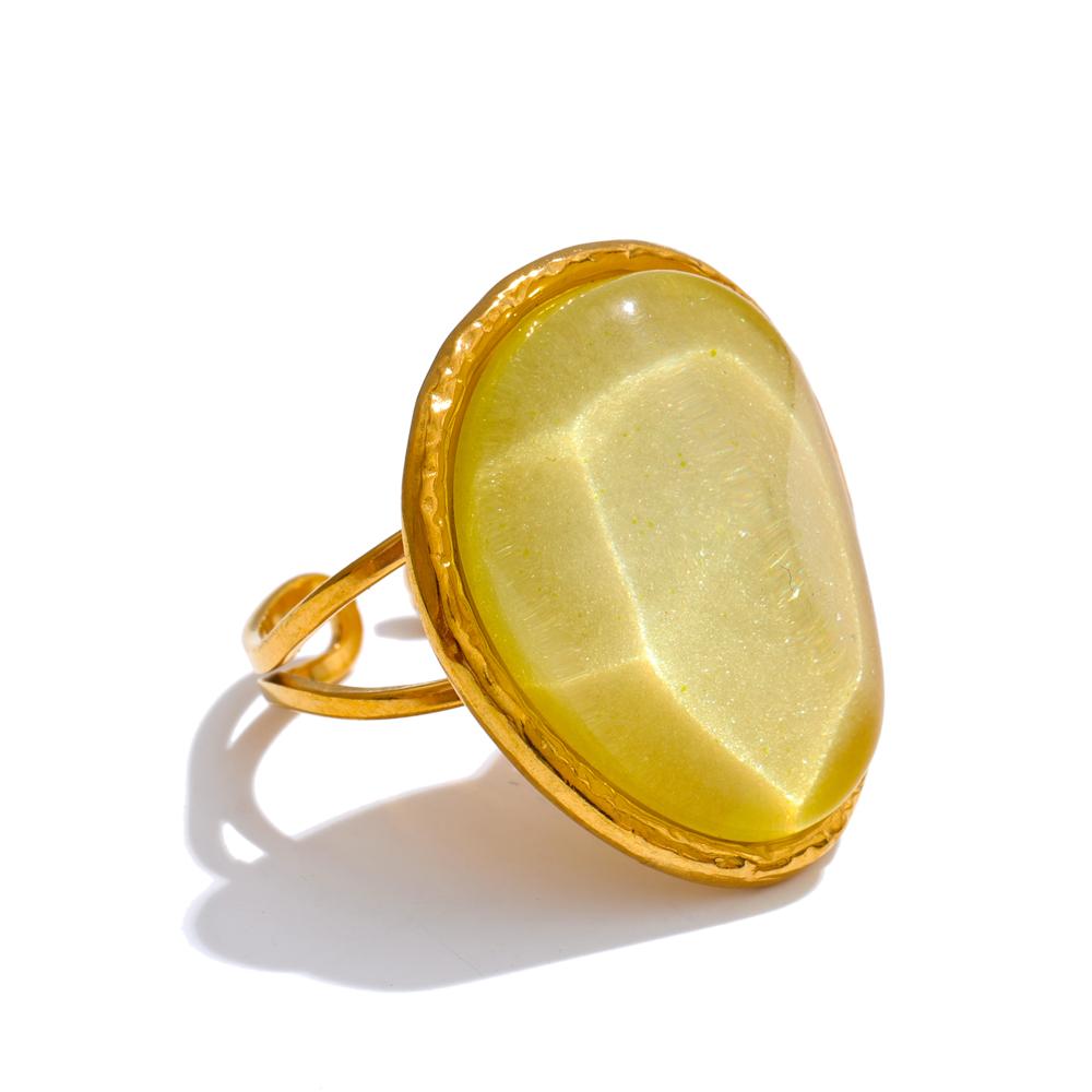 Eetit Изысканное разноцветное кольцо из смолы с карамельным узором, белое, розовое, синее, желтое, регулируемое, золотого цвета, из нержавеющей стали, летний подарок