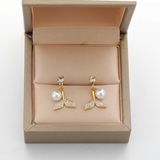Качественные роскошные серьги с цирконом, висячие серьги из серебра 925 пробы с белым жемчугом для женщин, изысканные ювелирные изделия золотого цвета U-образной формы