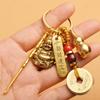 Vintage Lucky Gourd Keychain Pendant Solid Brass Coins Purse Keychain Charm Feng Shui