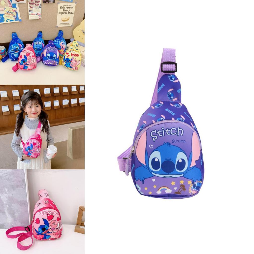 Lilo Stitch Cartoon Kids Crossbody Bag With Breathable Nylon For Daily Use