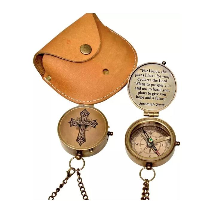 Карманный латунный компас религиозный подарок для мужчин женщин мальчиков крещение первое гравировка