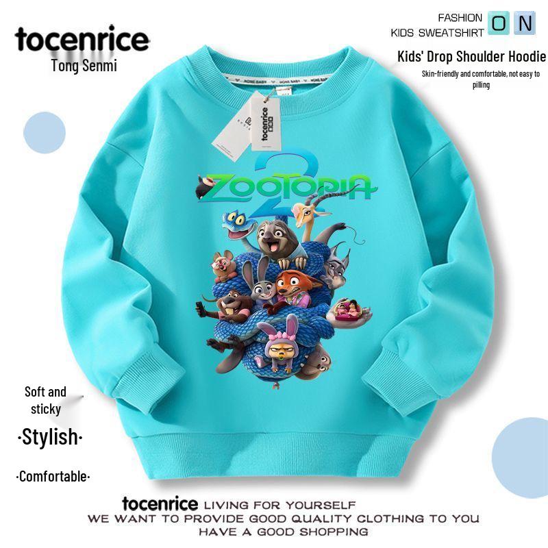 Zootopia 2 Kids' Hoodie: Nick Wilde & Judy Hopps, Autumn/Winter Long Sleeve Base Layer for Boys & Girls, Sizes 8.