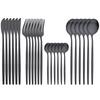 24Pcs Black Dinnerware Set Knives Forks Tea Spoon Cutlery Western Matte Stainless Steel Silverware Flatware Kitchen Tableware