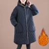 Women's Winter Medium-length Plus Size Cotton Coat Plaid Hooded Thickened Warm Cotton Jacket