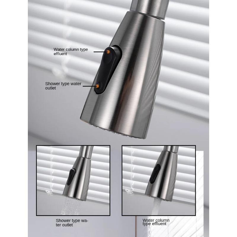 Матовый никель, кухонный смеситель с одним отверстием, выдвижной излив, смеситель для кухонной мойки, распылительная головка, хромированный/черный смеситель