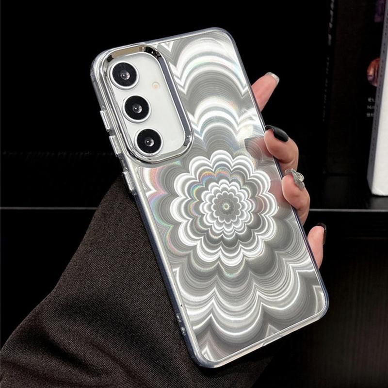 Модный Лазерный Цветочный Чехол для Samsung Galaxy A57 A37 A17 A07 A56 A36 A16 A55 A35 A25 A54 A34 A53 A52 S26 S25 S24 Чехол-Крышка Мягкий ТПУ Задние Чехлы для Телефона