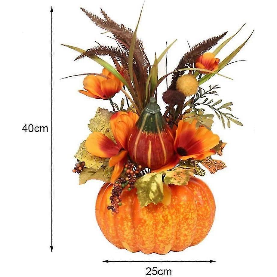 Large Artificial Pumpkin With Flowers And Berries Fall Decorations