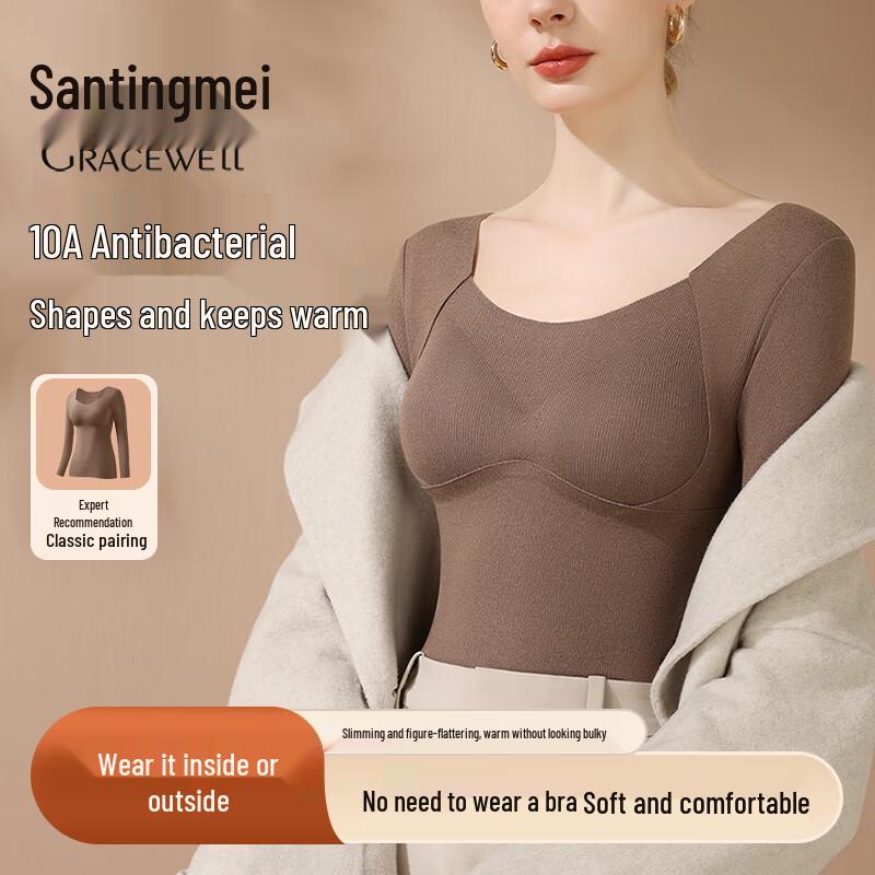 Женский термотоп Tingmei со встроенным бюстгальтером с подкладкой