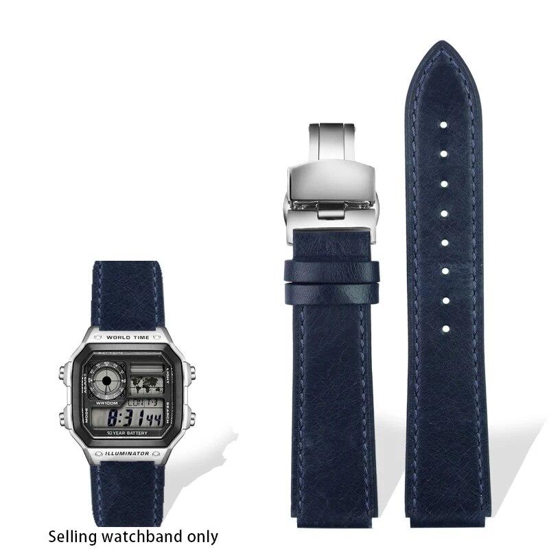 Ремешок из натуральной кожи в стиле ретро для Casio A158W A168/F91w/AE-1200WHD/A158/A159/A169/AE1200, винтажный ремешок-браслет для часов