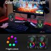 Мини-кристальный динамик с RGB-подсветкой, Компьютерный динамик, Питание от USB, Вспомогательный разъем 3,5 мм, Подходит для настольного компьютера, ноутбука, монитора