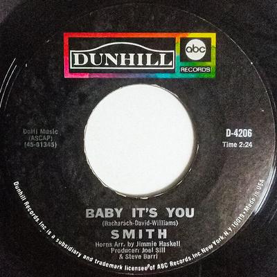 7-дюймовая пластинка SMITH - Baby It's You D4206 ABC Records, 1969 год США Рок Б/У