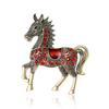 Classic Rhinestone Horse Brooches For Women Versatile Animal Lapel Pins Clothing Corsage Jewelry Accessories New Year Gifts