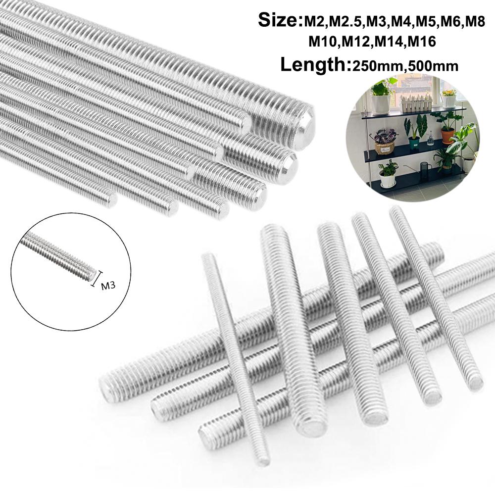 1шт резьбовой стержень 304 нержавеющая сталь винт M2 M2.5 M3 M4 M5 M6 M8 M10 M12 M16 M18 M20