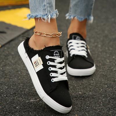 Модные женские парусиновые кеды на весну-лето, низкие, джинсовые кеды, женские кеды на шнуровке, плоская парусиновая удобная обувь для женщин
