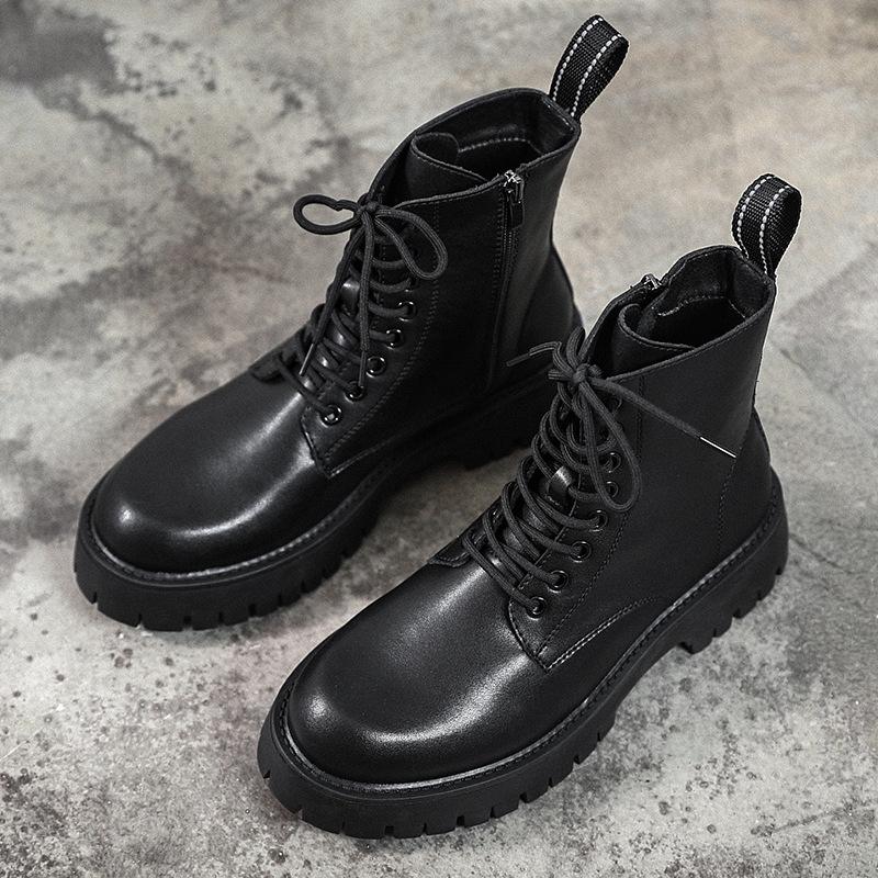 2024 весна-лето повседневные модные ботинки мужские высокие с боковой молнией мужские ботинки Martin из натуральной кожи бархатные мужские ботинки