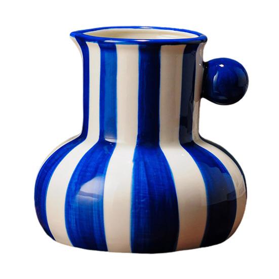 Расписная керамическая ваза Настольная полосатая художественная ваза Декоративная ваза для цветов для цветочной композиции Декор для гостиной спальни