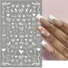 1 Sheet Romantic Valentine's Day Adhesive Nail Sticker Laser Red Black White Love Heart Decal Nail Art Decoration