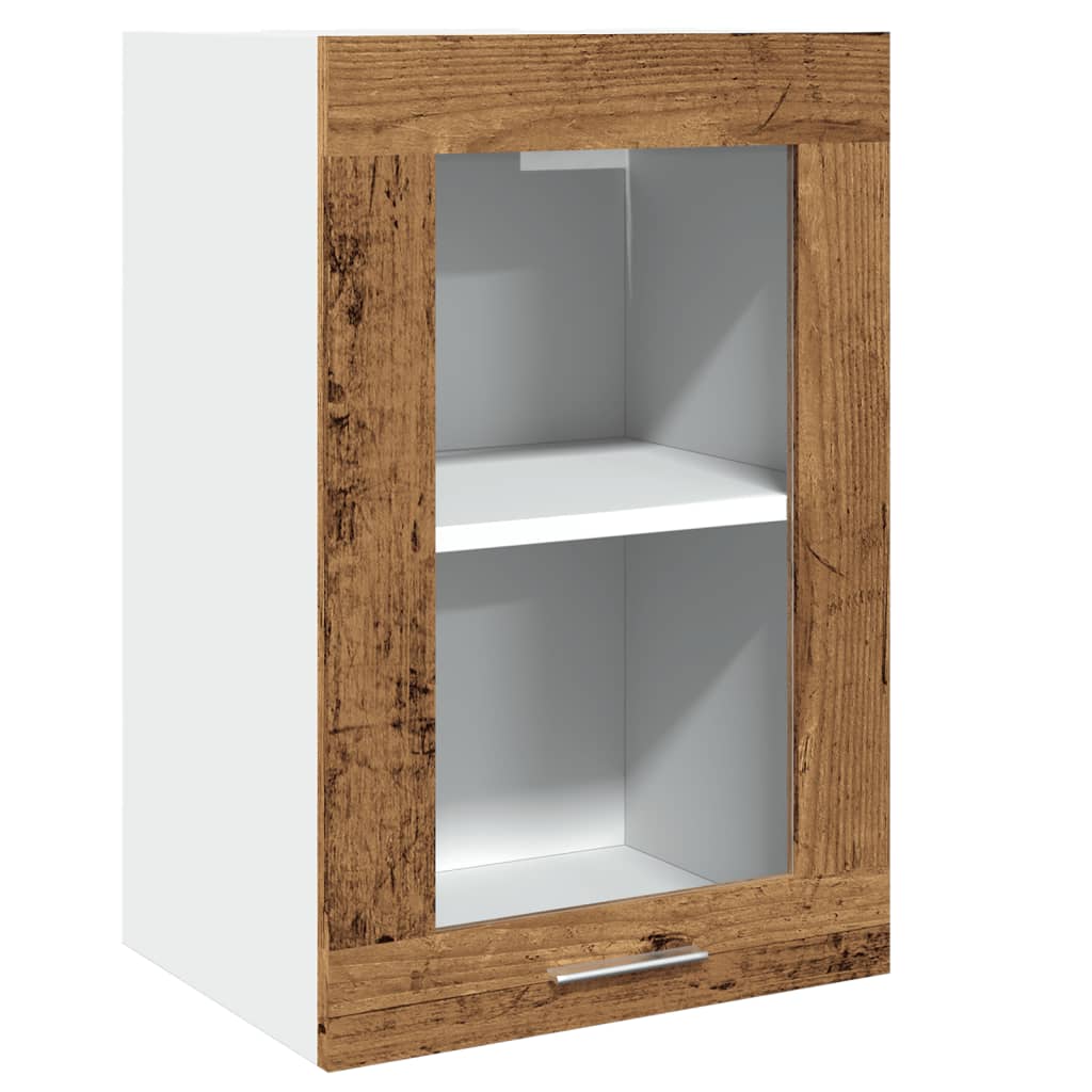 Lyon Wall Mounted Cabinet with Glass Door Vintage Wood Effect 40 x 31 x 60 cm Particleboard