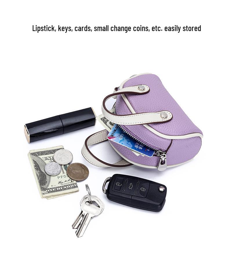 Мини-кошелек из натуральной кожи на шнурке - Женская сумочка для хранения помады в стиле боулинг