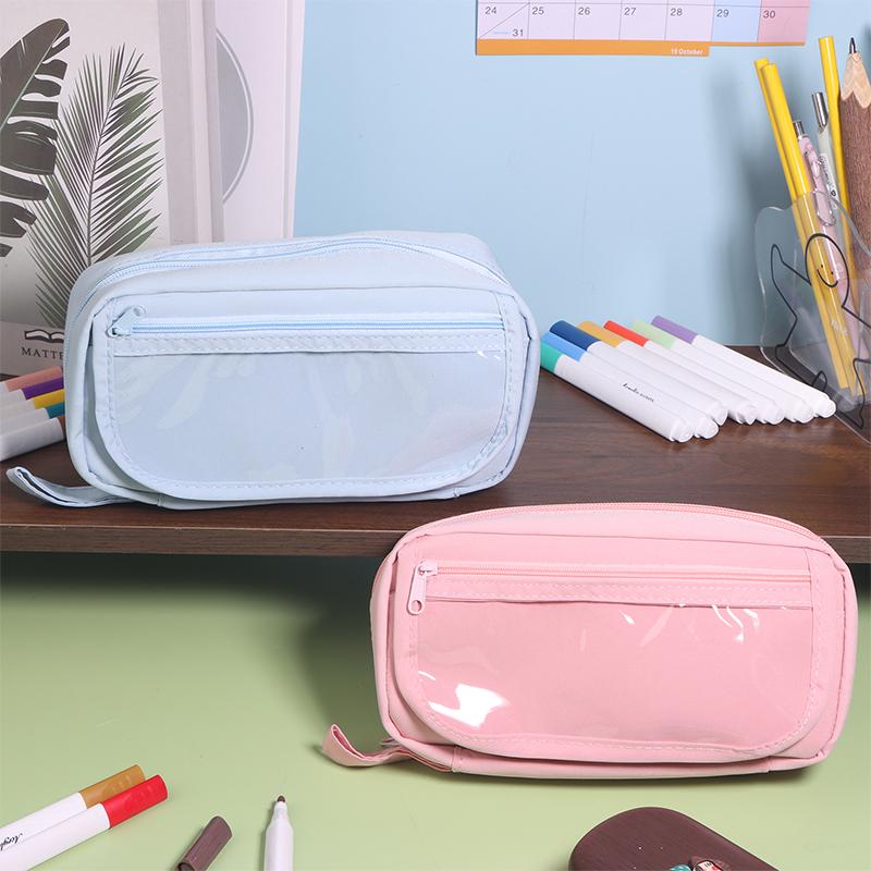 Многослойная портативная большая вместительная сумка для карандашей прозрачная эстетичная сумка для карандашей на молнии канцелярские принадлежности для школьников подарки