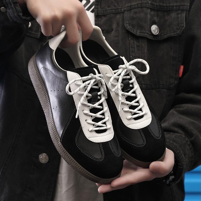 2025 весна новый тренд кожа нишевая спортивная и любительская обувь на плоской подошве универсальная обувь для сноуборда мужская ретро немецкая тренировочная обувь