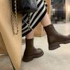 Узкие ботинки женские ботильоны черные осень-зима 2024 сапоги с круглым носком сапоги на платформе сапоги на блочном каблуке эластичные сапоги