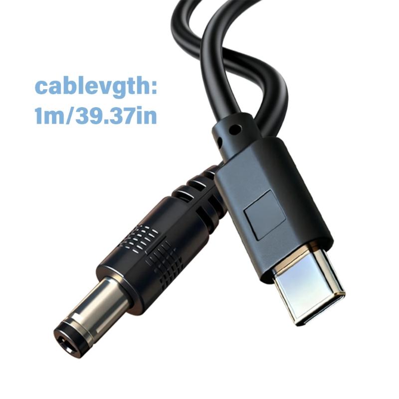 Круглый силовой кабель 5,5x2,5 мм с входом USB C, центрально-положительный шнур для совместимого оборудования, длина 1 метр