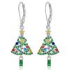 Women Christmas Tree Drop Earrings Multicolor Rhinestone Xmas Holiday Accessories Festive Party Jewelry Christmas Gift Earrings