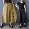 2025 Весна Лето Плюс Размер Женские Новые Юбки Винтаж Эластичные Плиссированные Свободные Длинные Юбки Высокая Талия