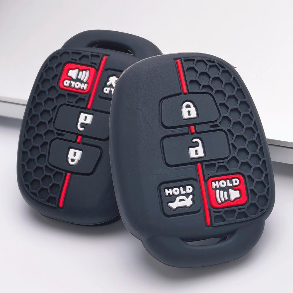 Silicone Key Cover for Toyota Key, Fits Toyota Corolla Camry RAV4 Yaris Hilux Highlander Prado Vios Fortuner, Shockproof Key Fob Holder