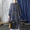 Johnature Women Print Floral Vintage Dress Stand Button Bat Sleeve Robes  Autumn Ramie Chinese Style A-Line Dresses