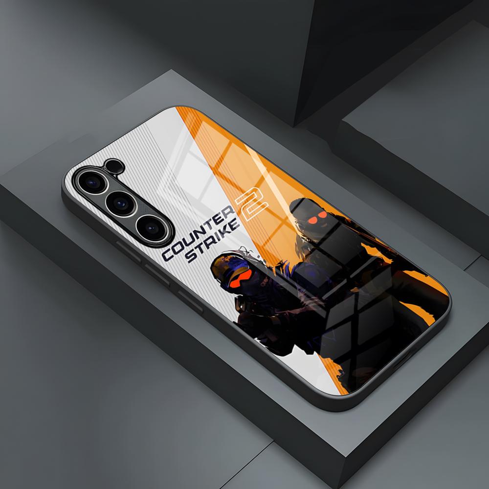 Чехол для телефона Counter-Strike CS2 Игровой для S24 Ultra Samsung S23 Fe S22 S20 S21 Plus Galaxy A54 A34 A24 A53 Note 20 Стеклянная крышка