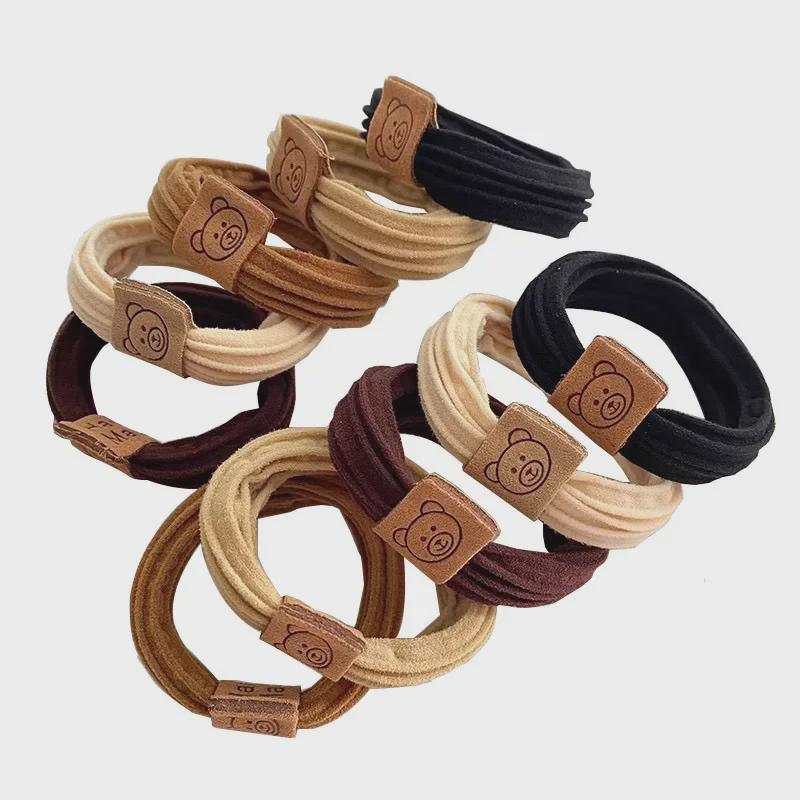 Бесшовная эластичная резинка для волос с логотипом медведя для высоких хвостов и пучков
