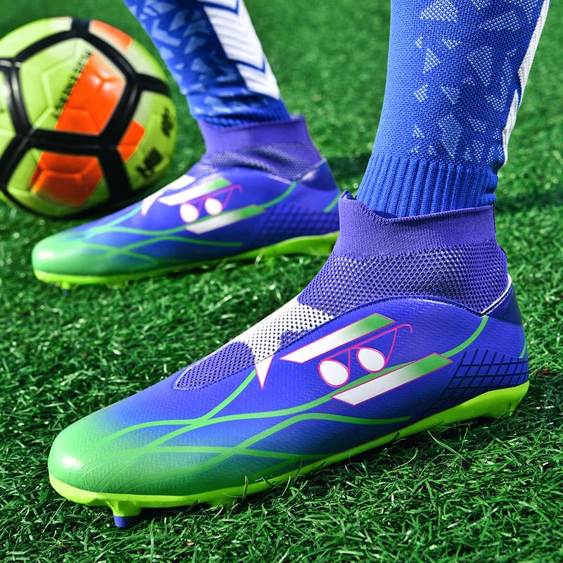 35-45Унисекс футбольные бутсы Молодежные футбольные бутсы большого размера Резиновая мягкая подошва с длинными ногтями AG Профессиональные тренировочные футбольные бутсы с искусственным газоном