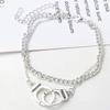 Handcess Bohemian Silver Anklet Bracelet with Handcuffs for Women and Girls,