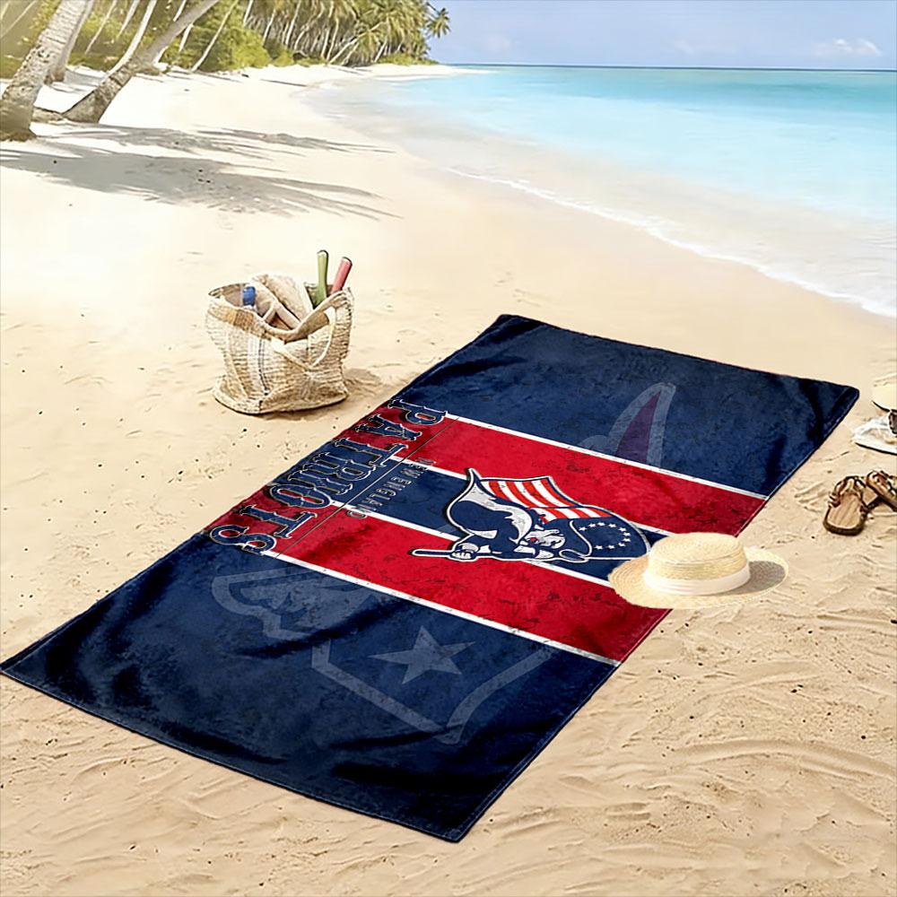 Beach Towel New England Patriots NFL Logo, Quick Dry Microfiber, Soft Absorbent, for Football Fan Gift