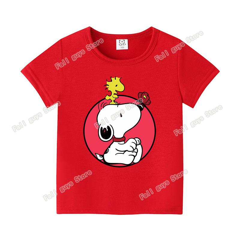 Snoopys Kids TShirt Cartoon Dog Merch Boy Girl Short Sleeve Tops Summer Breathable Cute Child Casual Clothes Birthday Gift