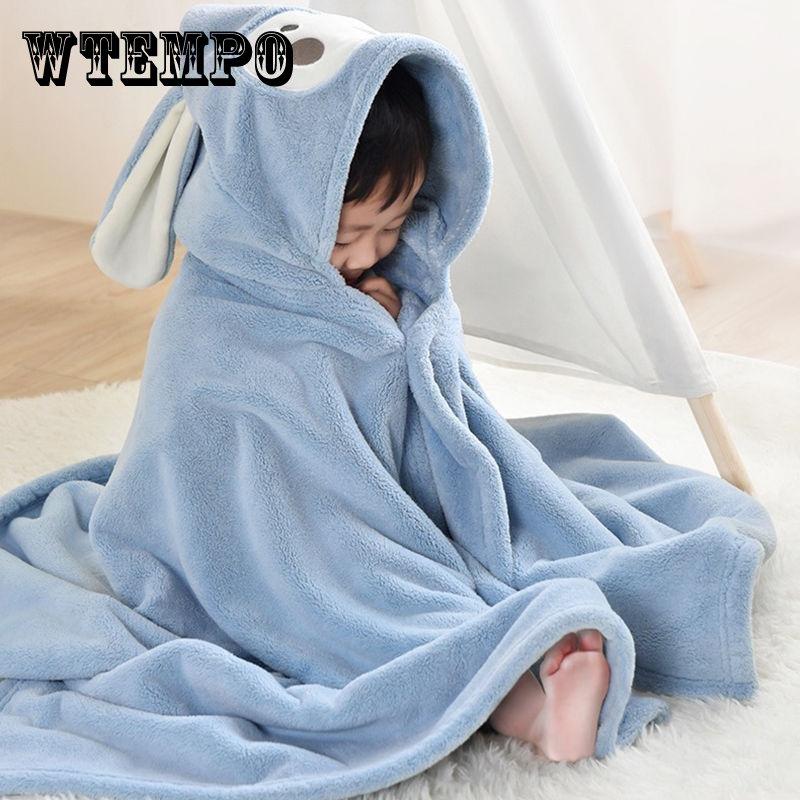 Baby Bath Towel Bathing Coral Fleece Baby Cloak Cloak Children's Hooded Absorbent Soft Skin-friendly Bathrobe
