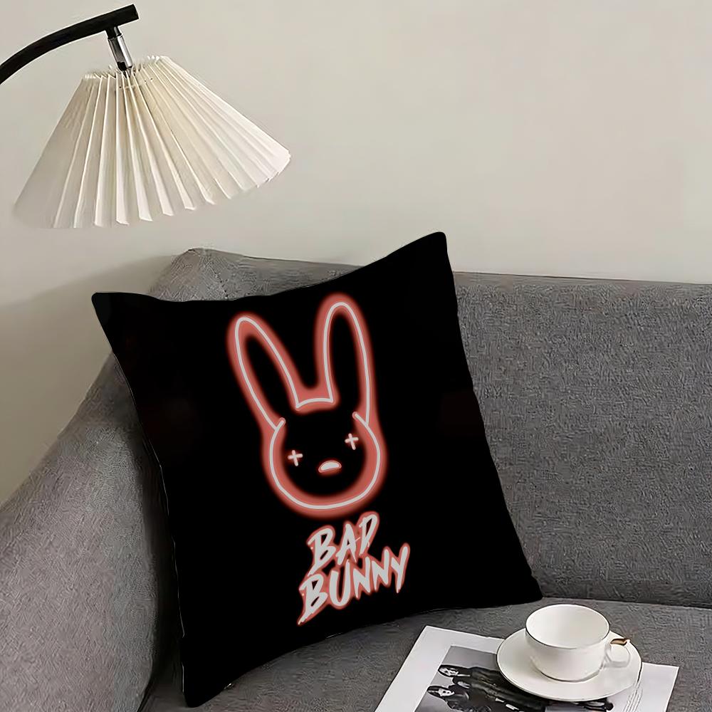 BBad BunnyY Singer Cushion Cover Pillowcase Ultra Soft Skin Friendly Fabric Cloud Like Comfort Concealed Zipper