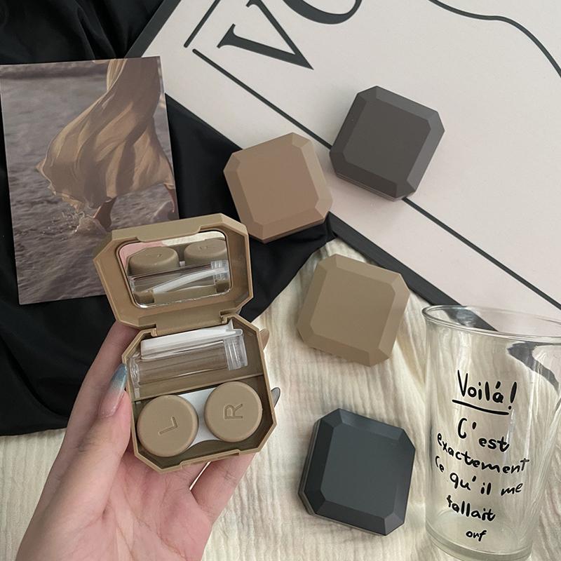 Портативный футляр для контактных линз, удобный для переноски, зеркальный контейнер для линз с пинцетом, набор для присосок, твердый дорожный набор