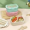 850ML Lunch Box Large Capacity Portable Two Compartments Bento Container with Tableware Office Supply