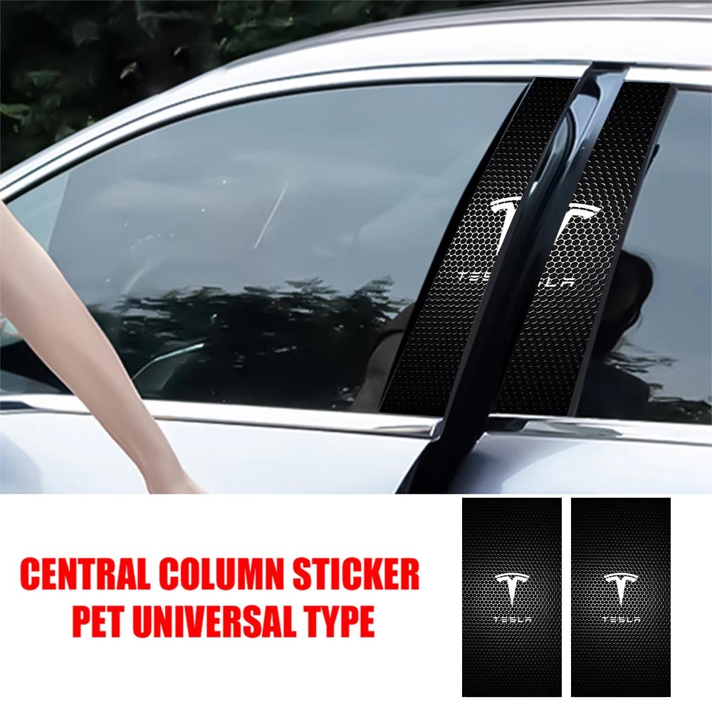 Car Sticker Tesla 2pcs Car Stickers B-Pillar Center Column Decoration Cover Decals Car Accessories For Tesla Model 3 Roadster Mo