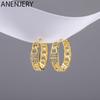Chain Hoop Earrings Female French Golden Zircon Circle Earrings