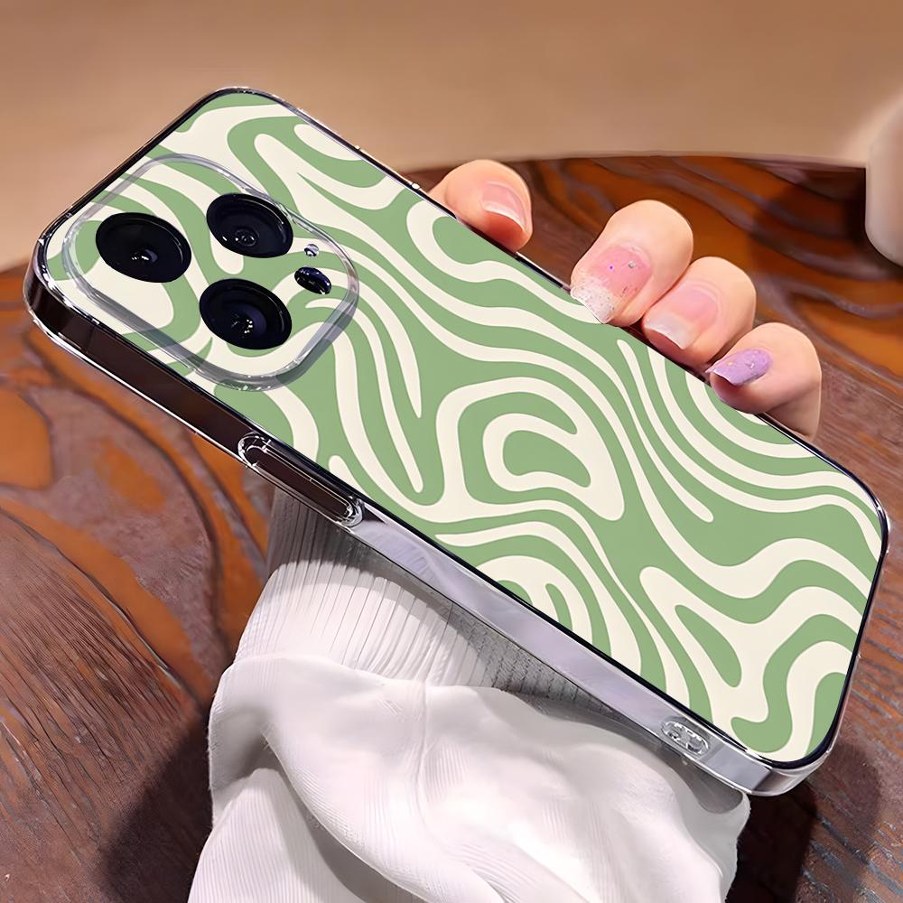 Green Texture Phone Case For IPhone 17 Pro Max 16 15 14 Pro Max 13 11 Xs Xr 8 7Plus Transparent Cover