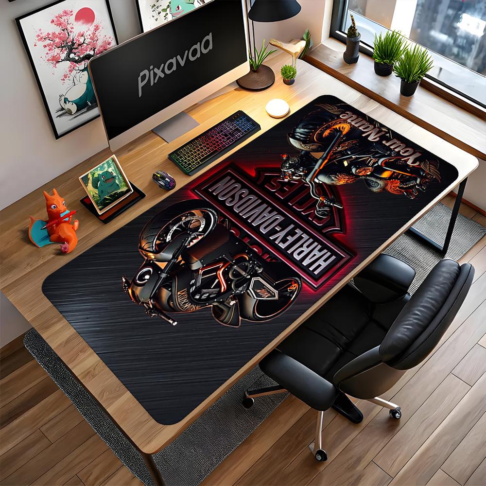 Harley-davidson Personalized Name Mouse Pad Desk Mat Ultra-Long Desk Mat Non-Slip Rubber Bottom Suitable for Office Gaming PC Laptop