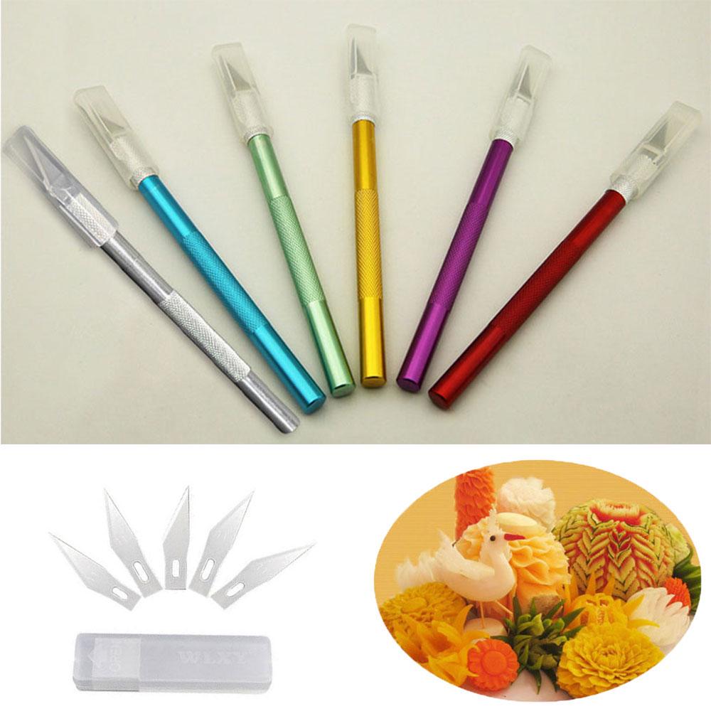 Cake Sculpture Craft Metal Scalpel Non-slip Knife Engraving Cutter with 6pcs Blade Pastry Tools